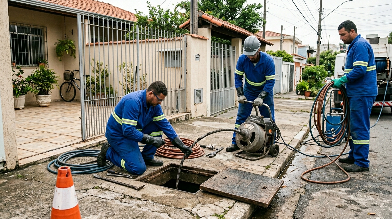 Equipe de desentupimento de esgoto em Osasco-SP